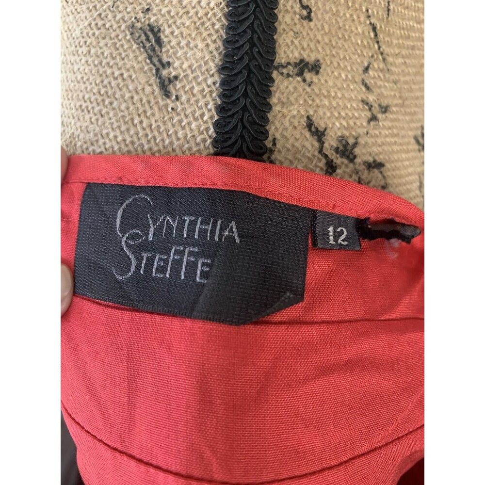 (E-133)Cynthia Steffe Women’s Red Sleeveless Blouse Size 12 Elegant Casual Top - Picture 6 of 7